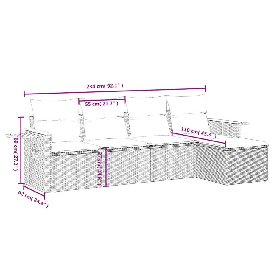 VidaXL Ensemble de canapés de jardin rotin synthétique  