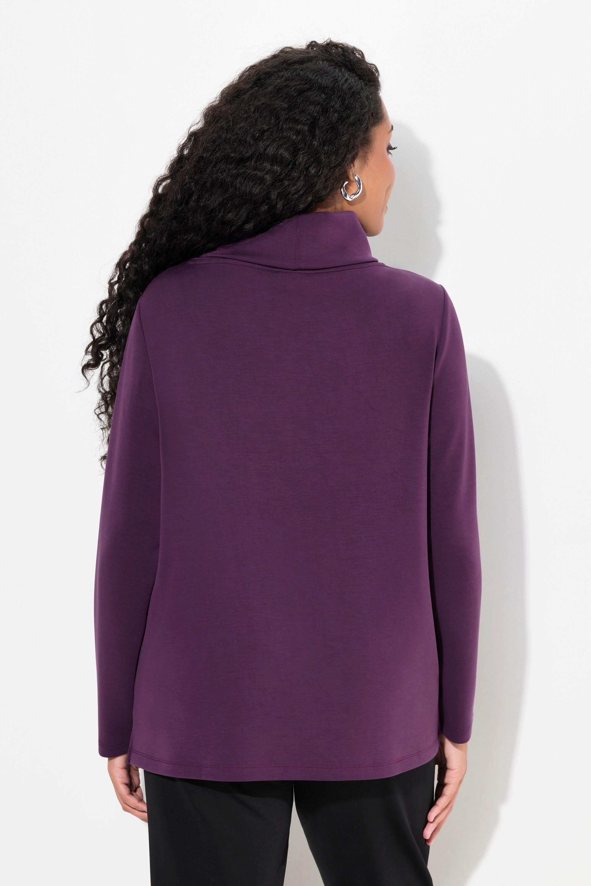 Ulla Popken Felpa Tasche Applicazioni Collo Alto Taglio Squadrato  