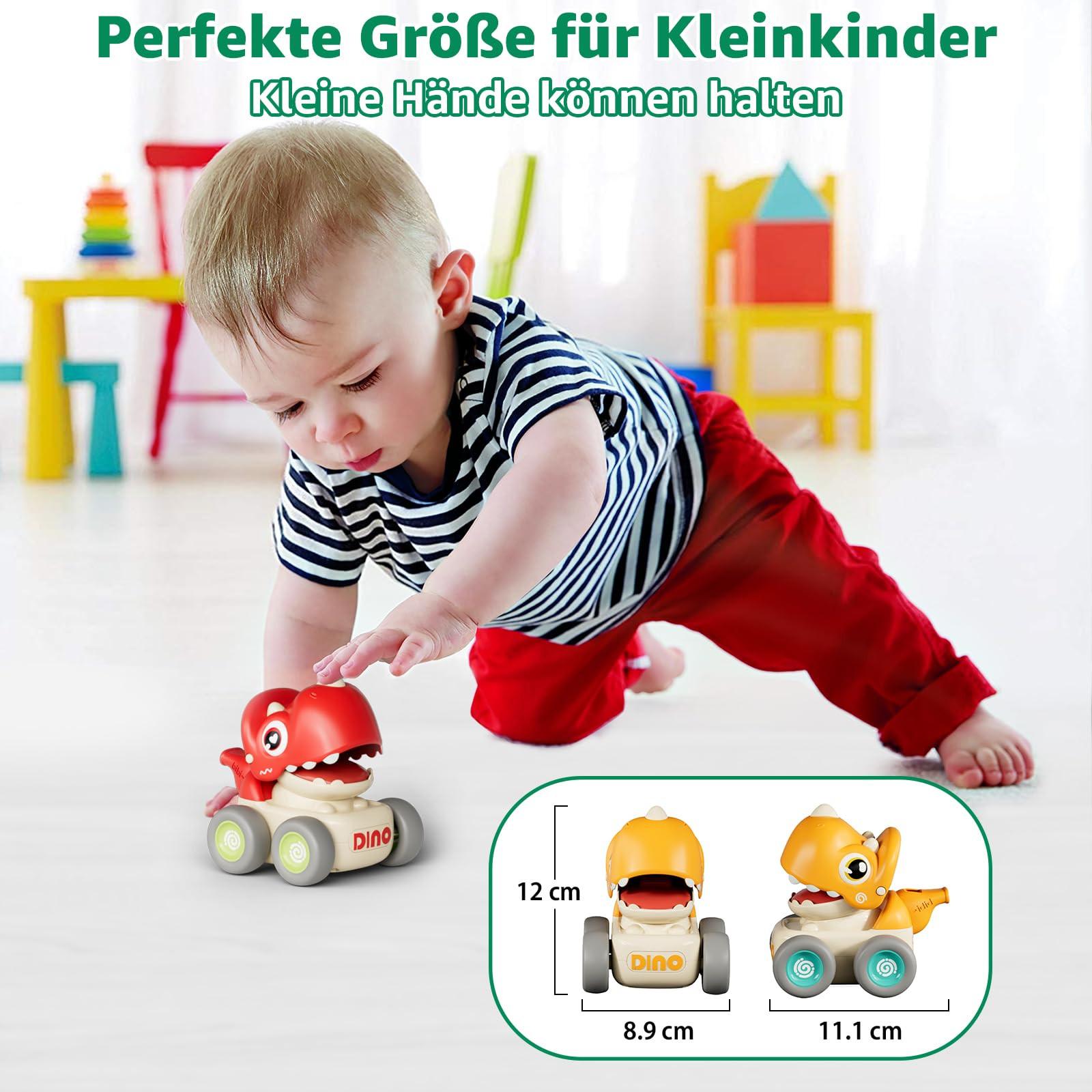 Activity-board  Spielzeugautos Press and Go Auto für Kleinkinder, 3 Stück Dinosaurier Baby Auto Spielzeug 