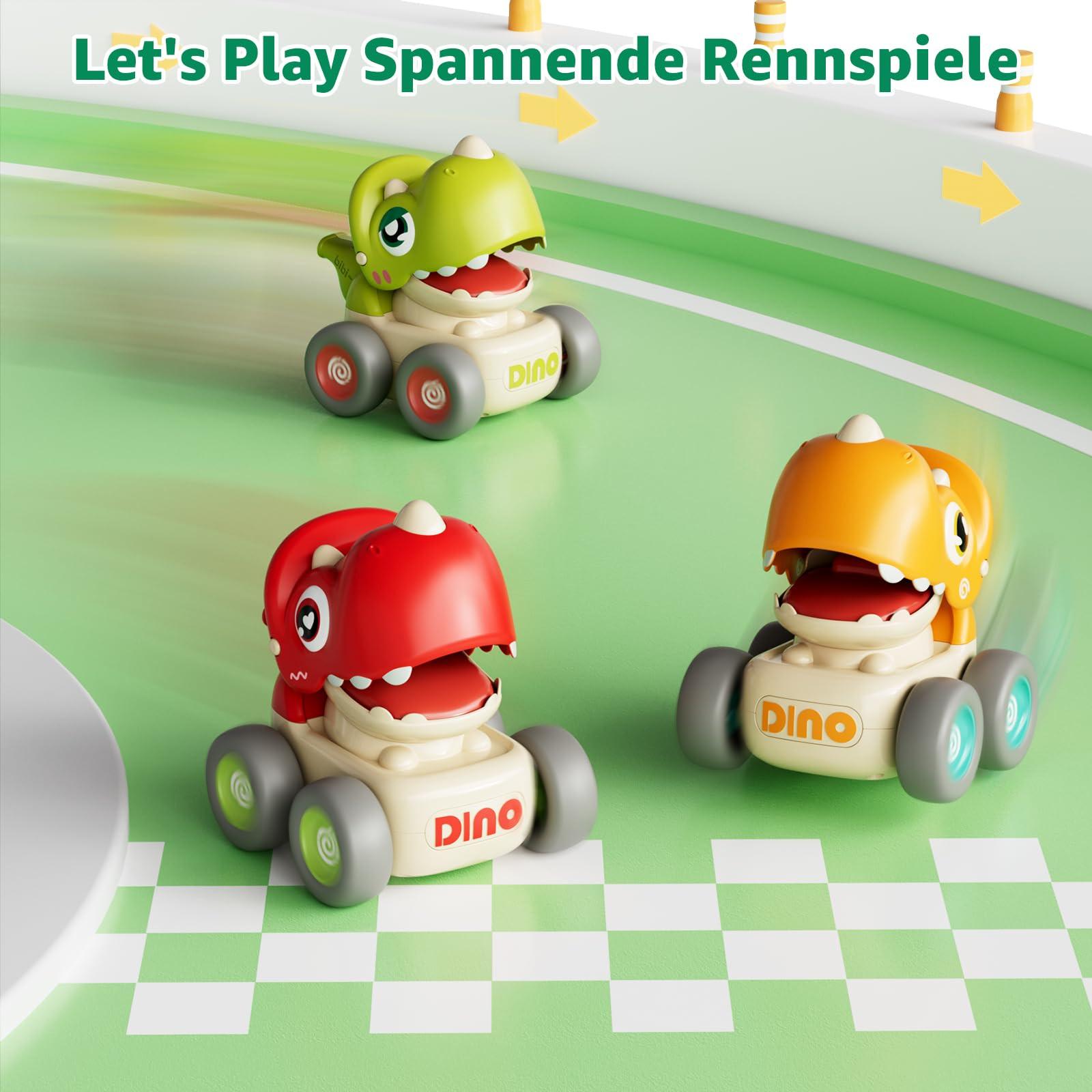 Activity-board  Spielzeugautos Press and Go Auto für Kleinkinder, 3 Stück Dinosaurier Baby Auto Spielzeug 