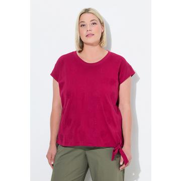 Top con foglie, nodo, scollo rotondo e maniche corte