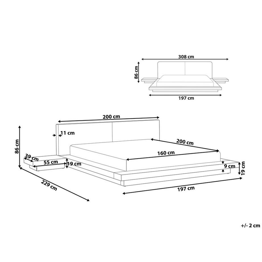 Beliani Bett mit LED aus MDF-Platte  ZEN  