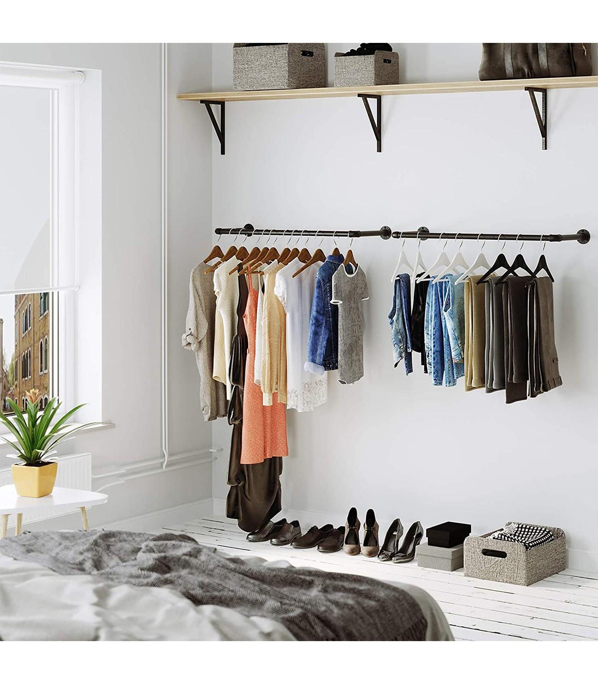 Calicosy Industrielle Wand-Kleiderstange, 60 kg Tragkraft, Schwarz  