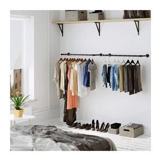 Calicosy Industrielle Wand-Kleiderstange, 60 kg Tragkraft, Schwarz  