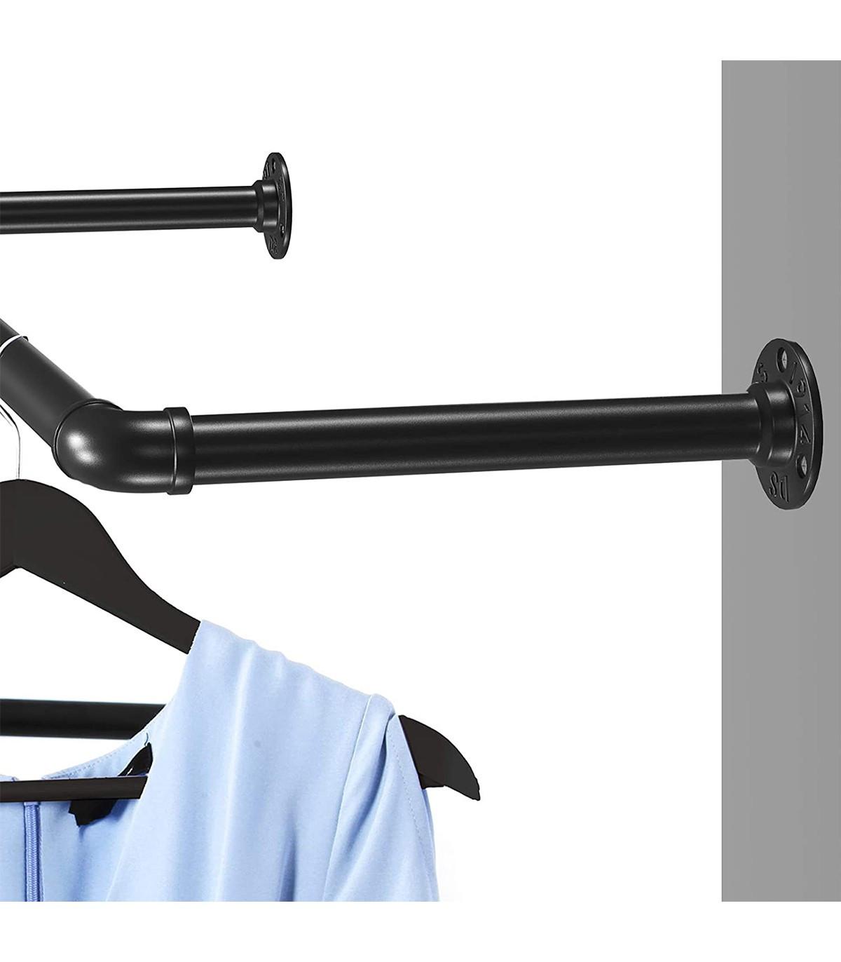 Calicosy Industrielle Wand-Kleiderstange, 60 kg Tragkraft, Schwarz  