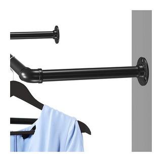 Calicosy Industrielle Wand-Kleiderstange, 60 kg Tragkraft, Schwarz  