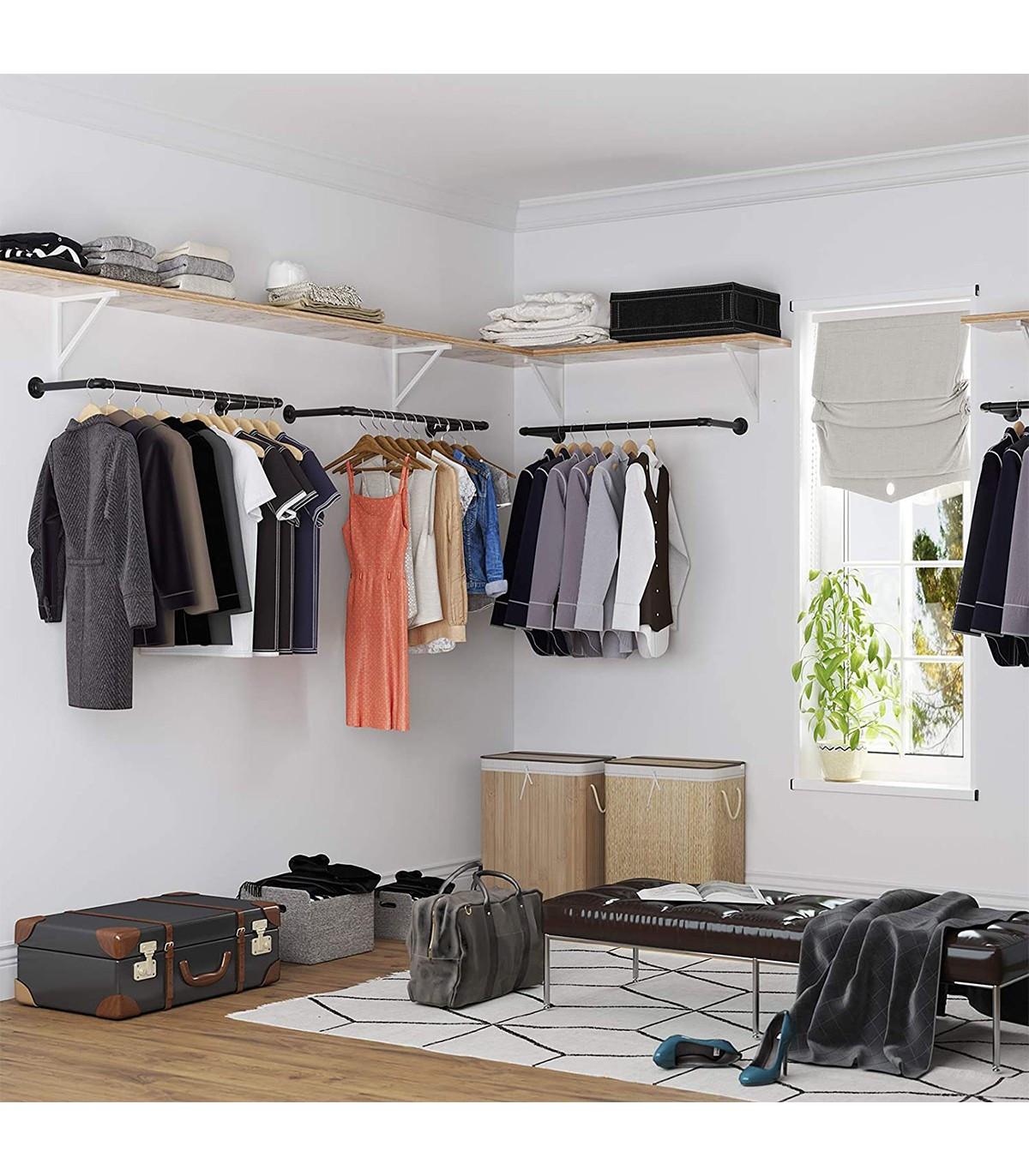 Calicosy Industrielle Wand-Kleiderstange, 60 kg Tragkraft, Schwarz  