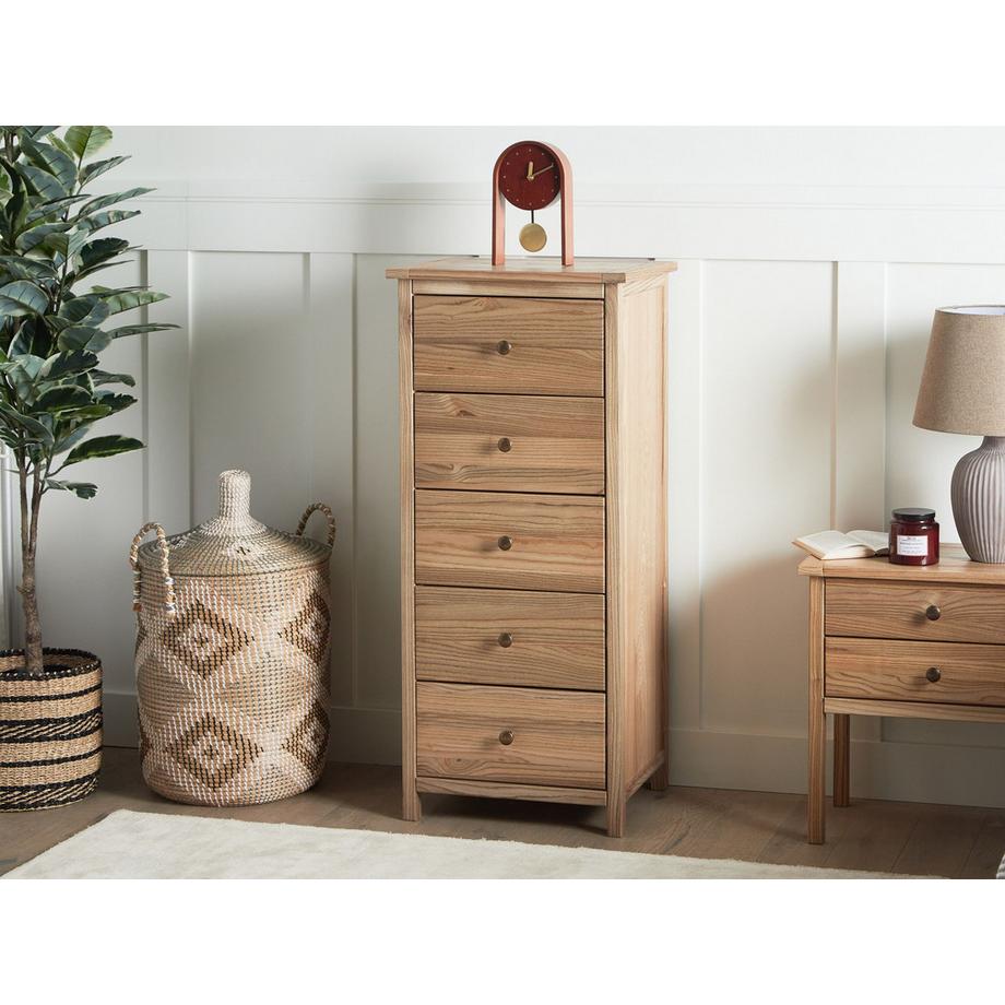 Beliani Kommode mit 5 Schubladen aus Sassafrasholz  SALTON  