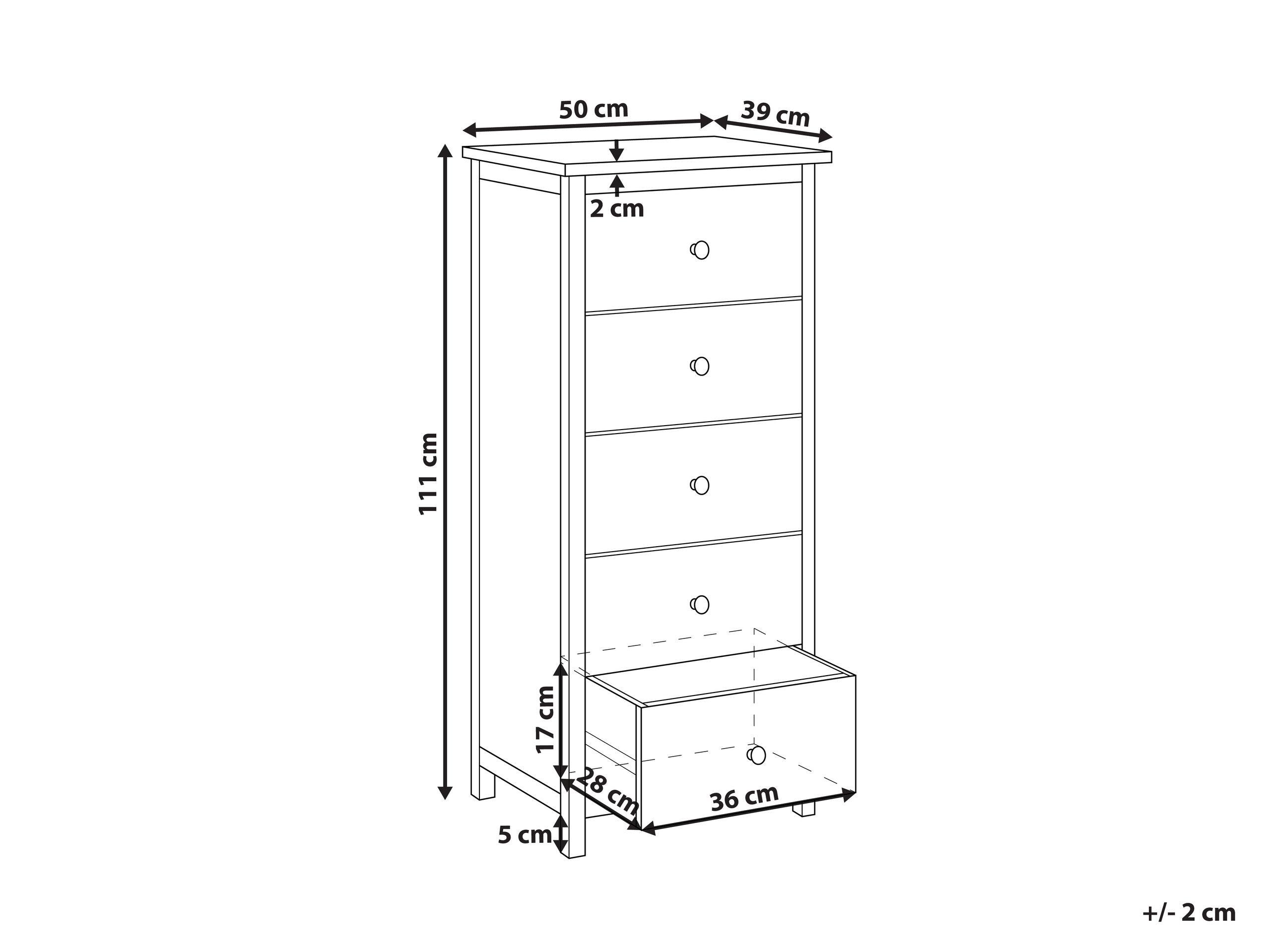 Beliani Commode à 5 tiroirs en Sassafras Rustique SALTON  