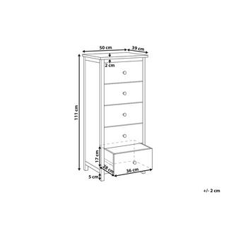 Beliani Commode à 5 tiroirs en Sassafras Rustique SALTON  