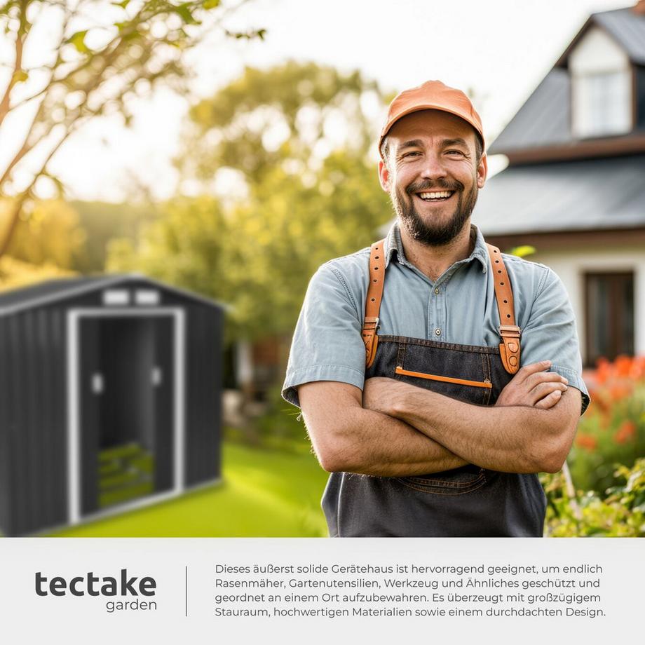 Tectake  Abri de jardin métal 2,7 m² toiture 2 pans  en tôle d'acier 