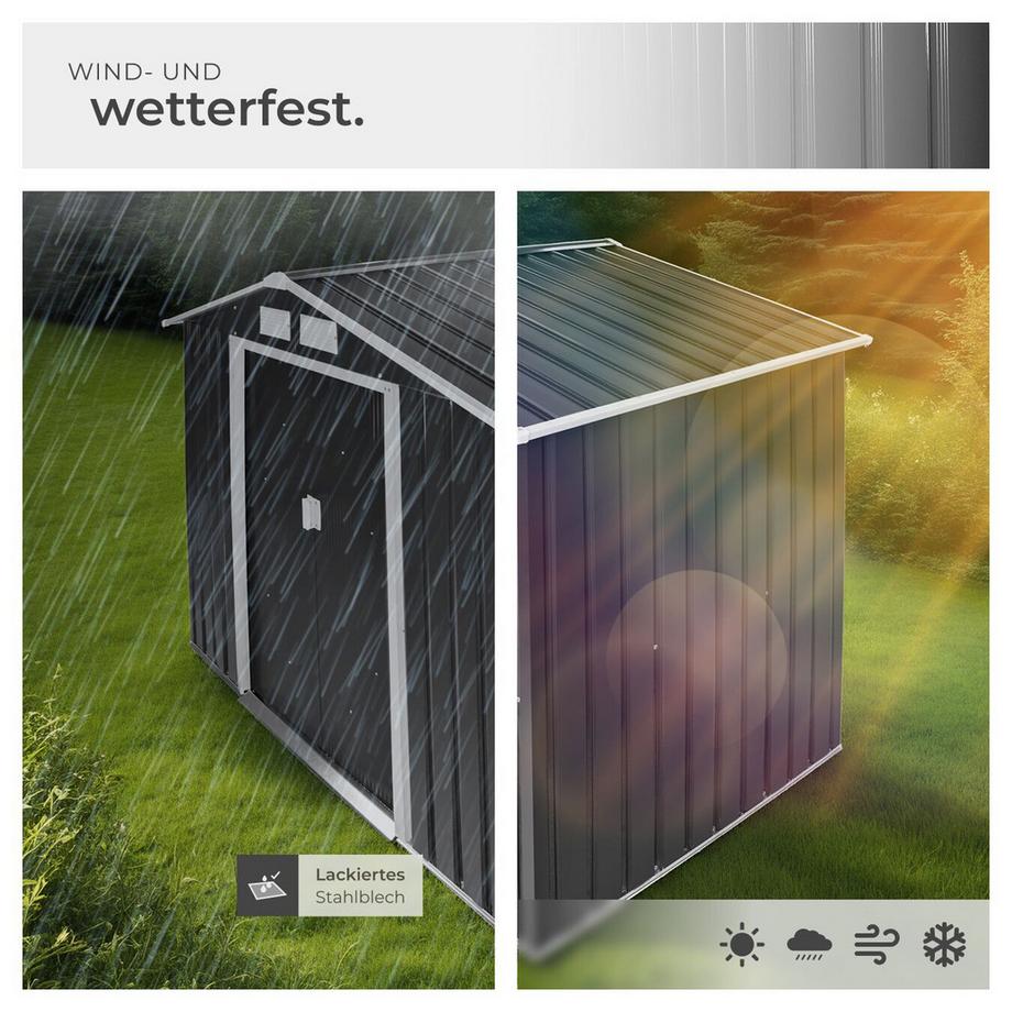 Tectake  Abri de jardin métal 2,7 m² toiture 2 pans  en tôle d'acier 