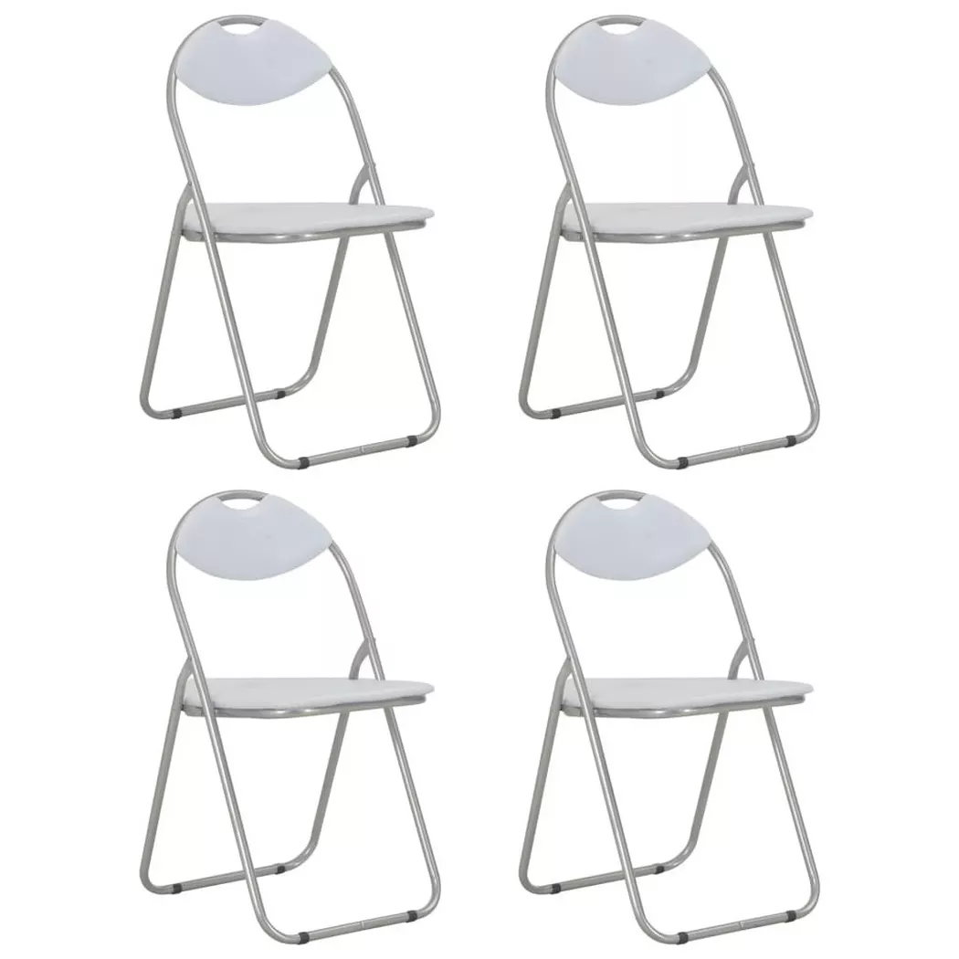 Chaises pliantes à manger lot de 4 blanc similicuir