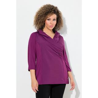 Ulla Popken  Shirt, Taft-Kragen, Classic, V-Ausschnitt, 3/4-Arm 