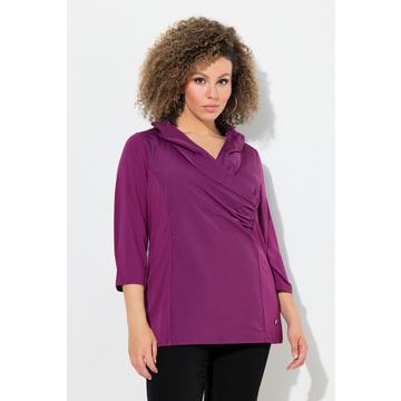 Blouse collection Classic, décolleté en V et manches 3/4, col en taffetas