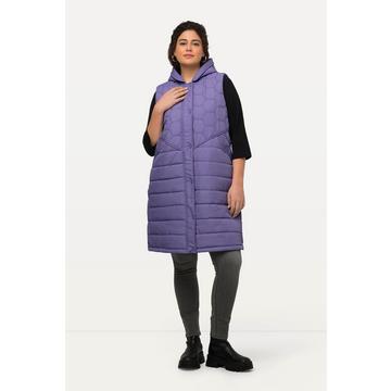 Veste longue matelassée HYPRAR, sans manches. Jeu de matelassages. Capuche et fermeture à glissière à double sens.