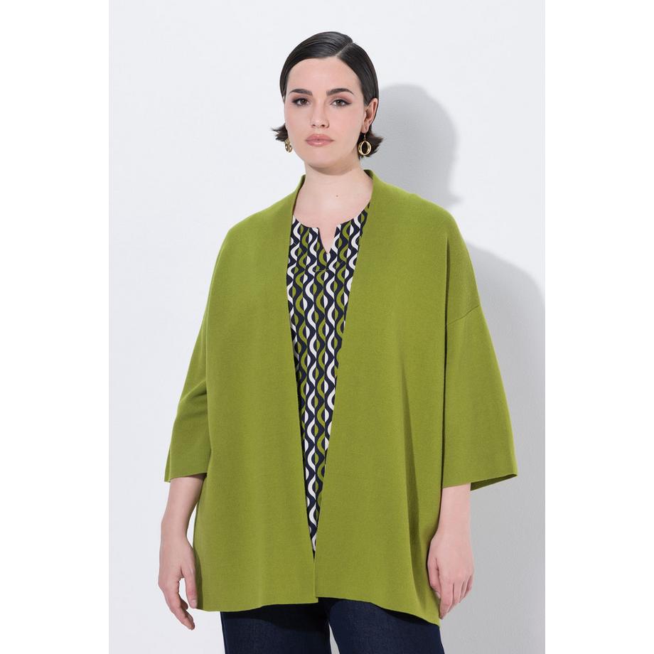 Ulla Popken Cardigan Oversized Ouvert Col Châle Manches Courtes  