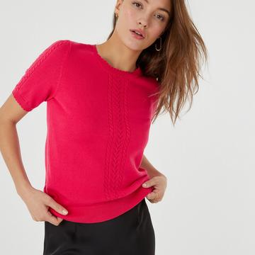 Kurzärmeliger Pullover mit rundem Ausschnitt