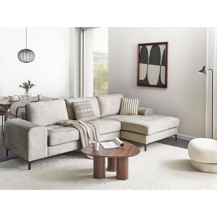 Beliani Linksseitiges Ecksofa aus Samtstoff Klassisch KIRUNA  