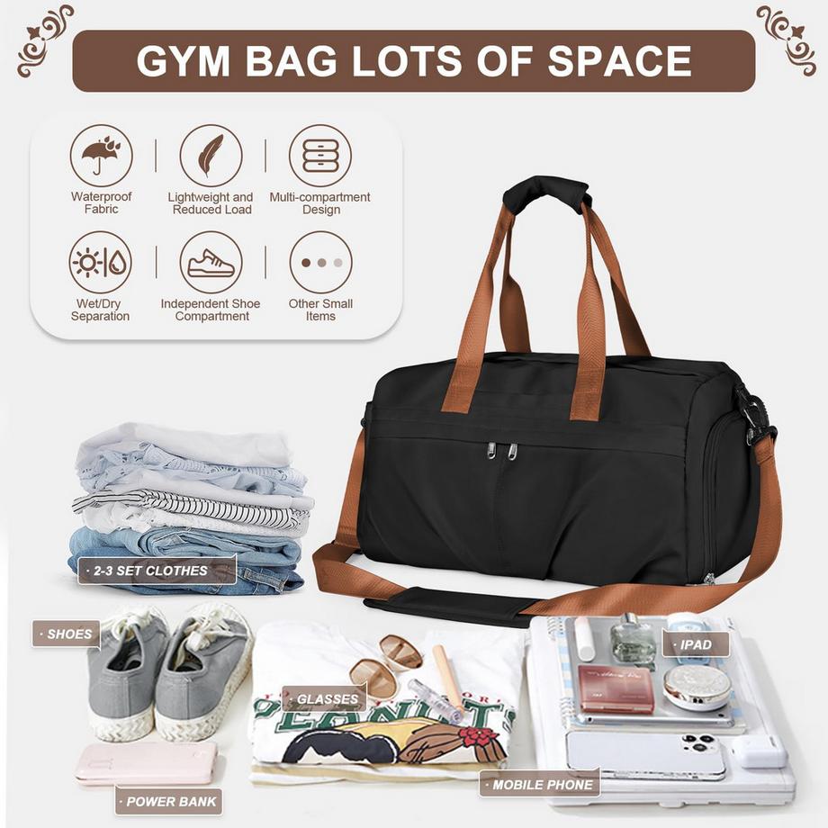 Only-bags.store Sac de sport avec compartiment à chaussures sac de voyage weekender bagage à main  