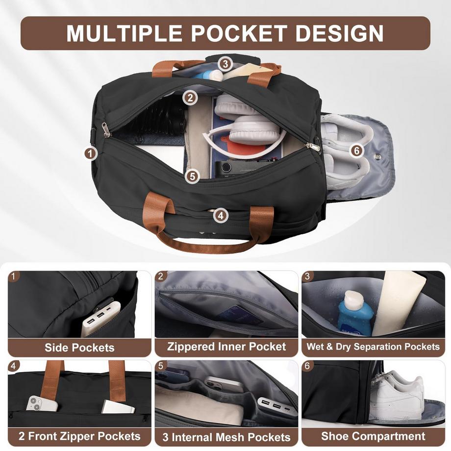 Only-bags.store Sac de sport avec compartiment à chaussures sac de voyage weekender bagage à main  