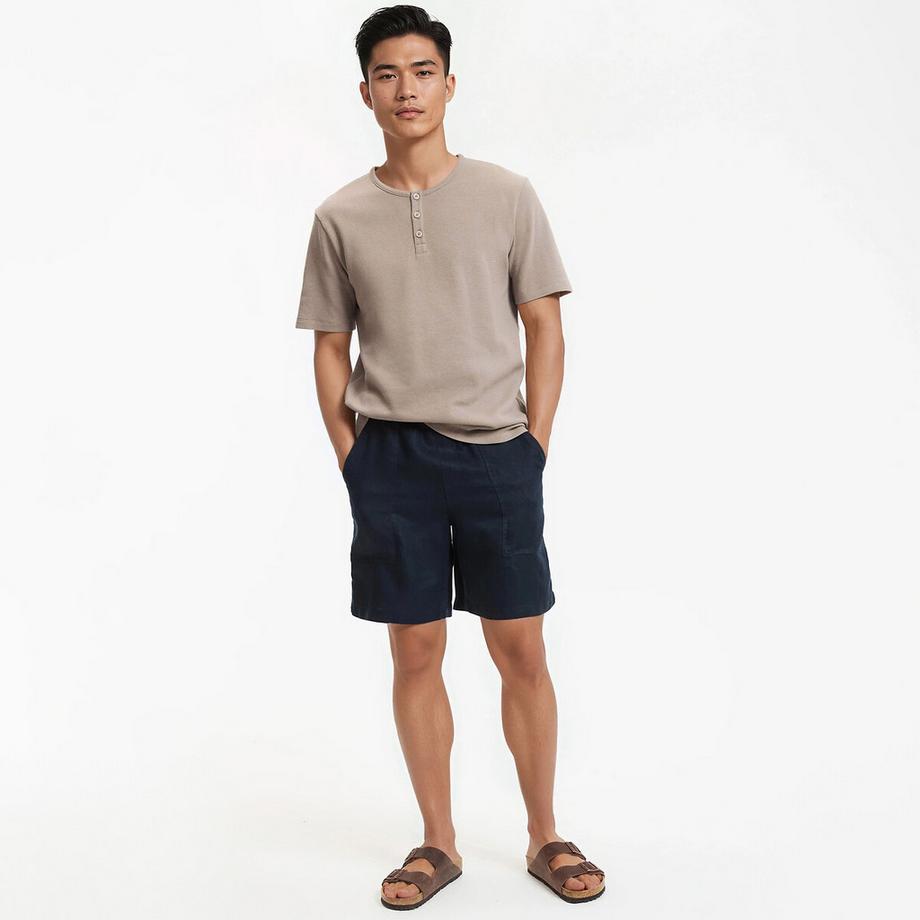 La Redoute Collections T-Shirt con Scollo Henley e Maniche Corte  