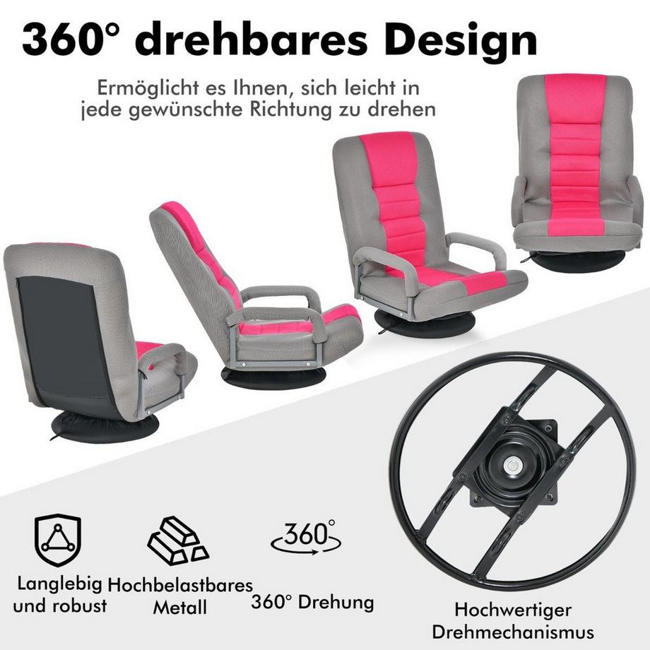 B2X Chaise de sol rotative à 360° avec dossier réglable en 6 directions  