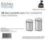 Kitchen Move  Lot de 50 sacs poubelles 60L avec lien coulissant Ultra résistants Noir