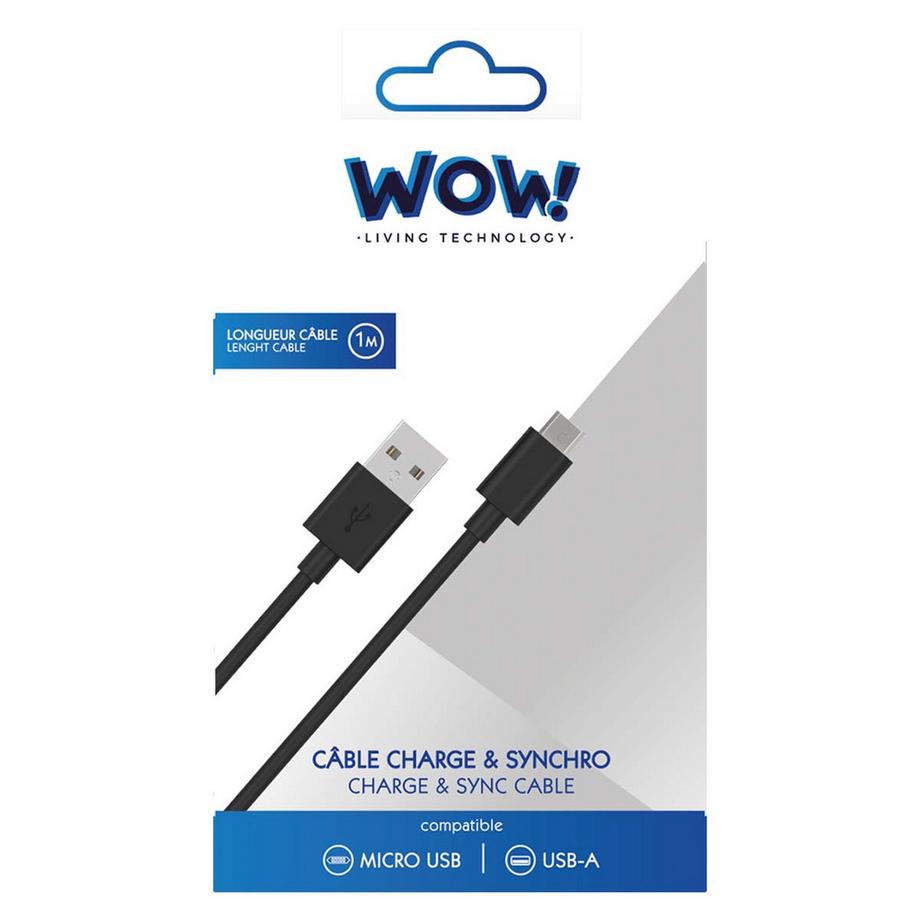 WOW  USB-Kabel USB A/micro USB 1m - 2.1A 