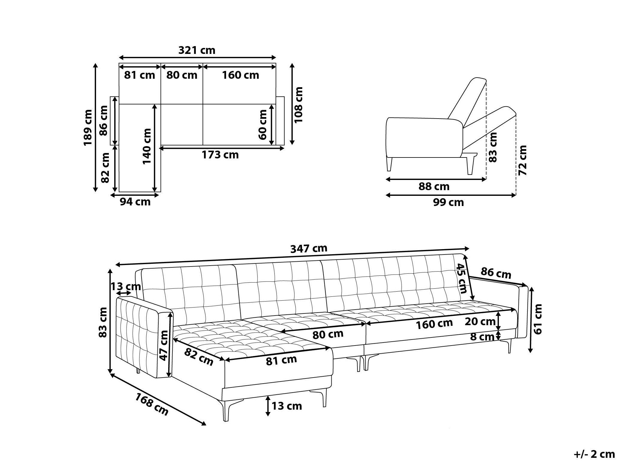 Beliani Ecksofa aus Samtstoff Modern ABERDEEN  