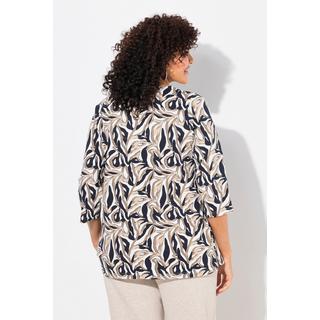 Ulla Popken  Shirt, Blätter, Classic, Herzausschnitt, 3/4-Arm 