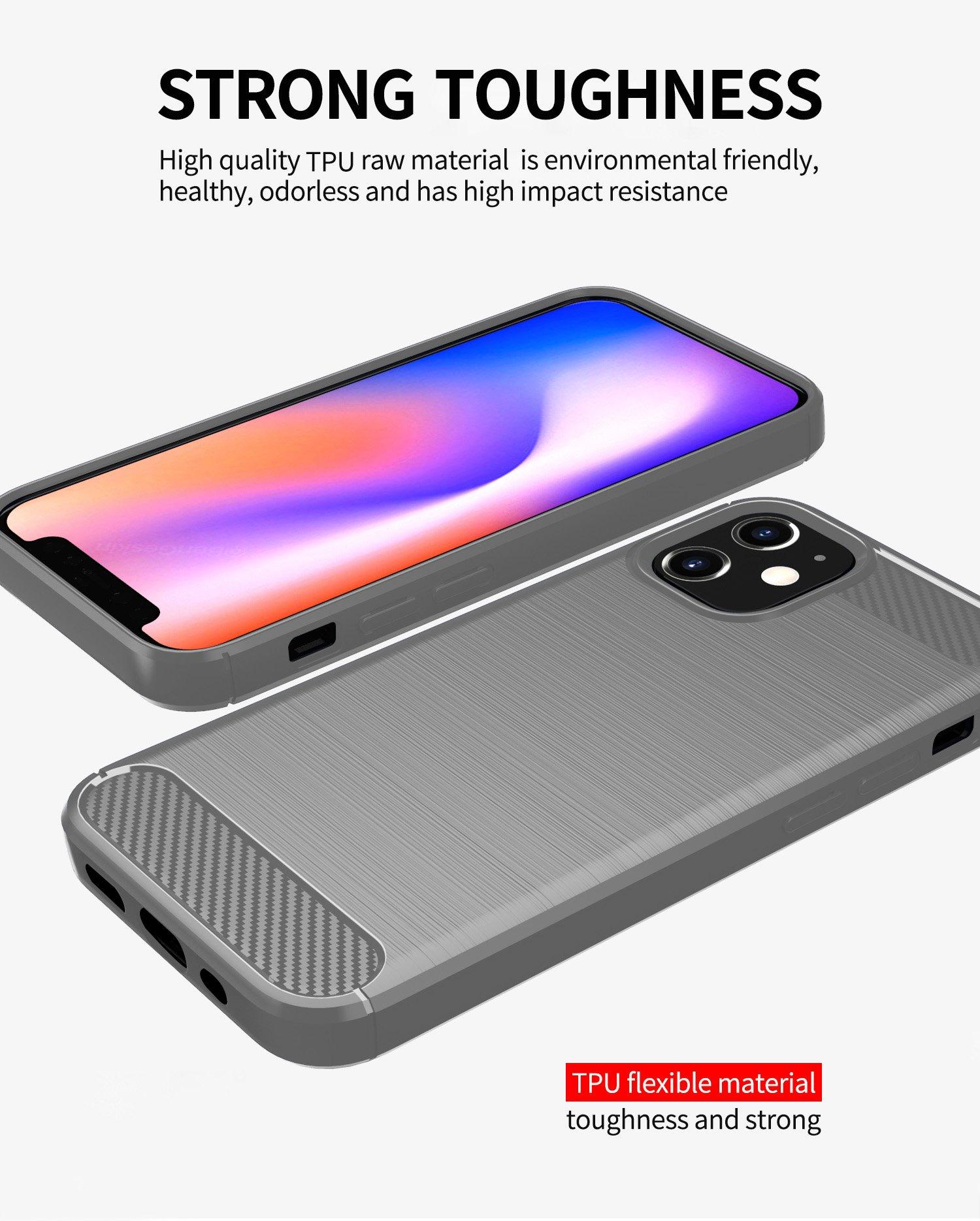 Cadorabo  Hülle für Apple iPhone 12 MINI TPU Silikon Edelstahl-Karbonfaser Optik 