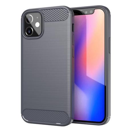 Cadorabo  Hülle für Apple iPhone 12 MINI TPU Silikon Edelstahl-Karbonfaser Optik 