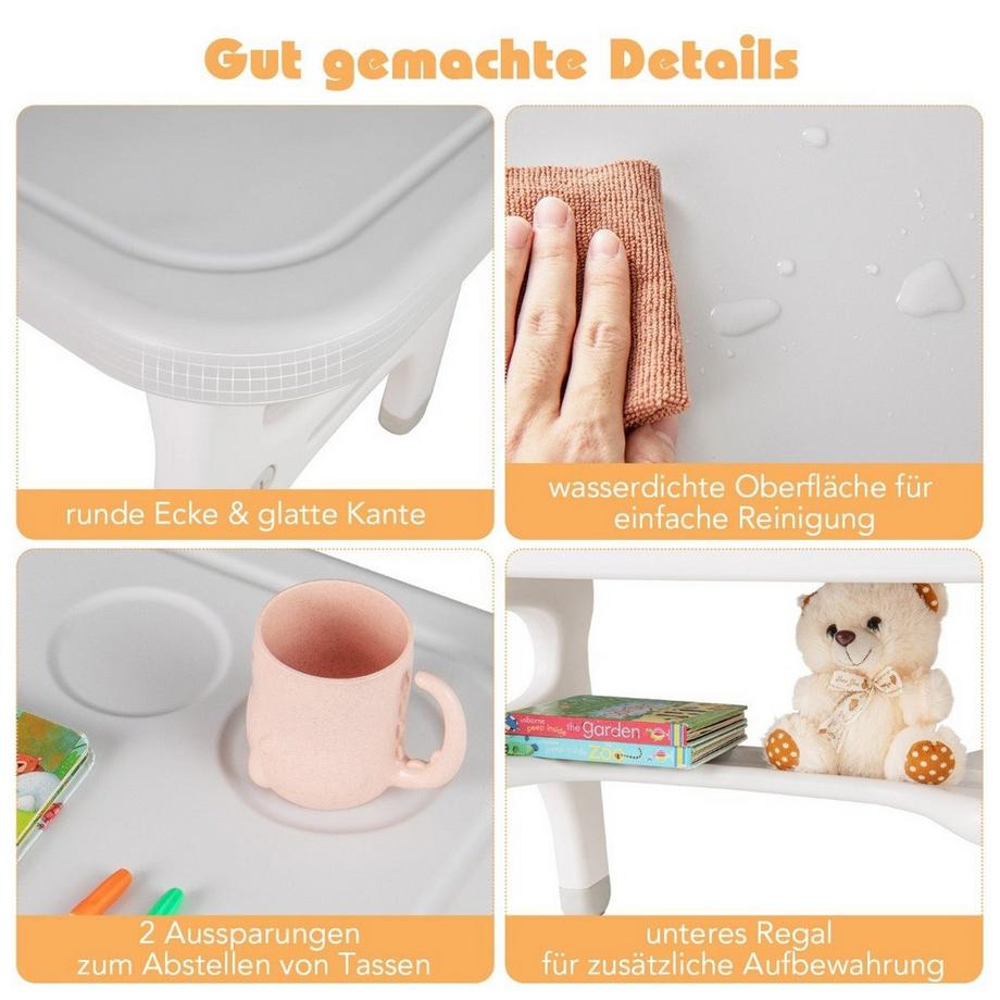 Northio  Table pour enfants avec chaise Groupe de sièges pour enfants avec blocs de construction et étagère Ensemble table et chaise pour enfants gris 