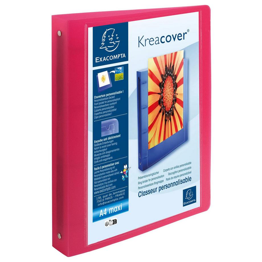 Exacompta Classeur 4 anneaux 30mm polypropylène chromaline 7/10e Krea Cover - A4 maxi - x 15  
