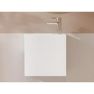 SHOWER DESIGN Lave main suspendu blanc en solid surface avec niche - Robinetterie à droite - 40 cm - PUMORI  