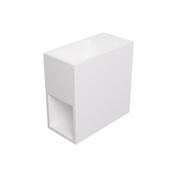 Lave main suspendu blanc en solid surface avec niche - Robinetterie à droite - 40 cm - PUMORI