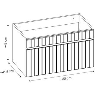 Vente-unique Mobile sotto lavabo sospeso scanalato 80 cm Rosa - SATARA  