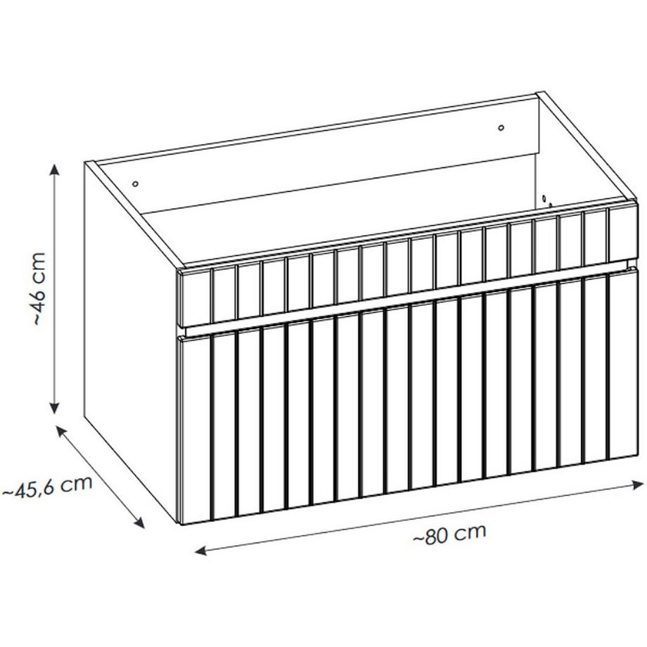Vente-unique Meuble sous vasque suspendu strié rose - 80 cm - SATARA  