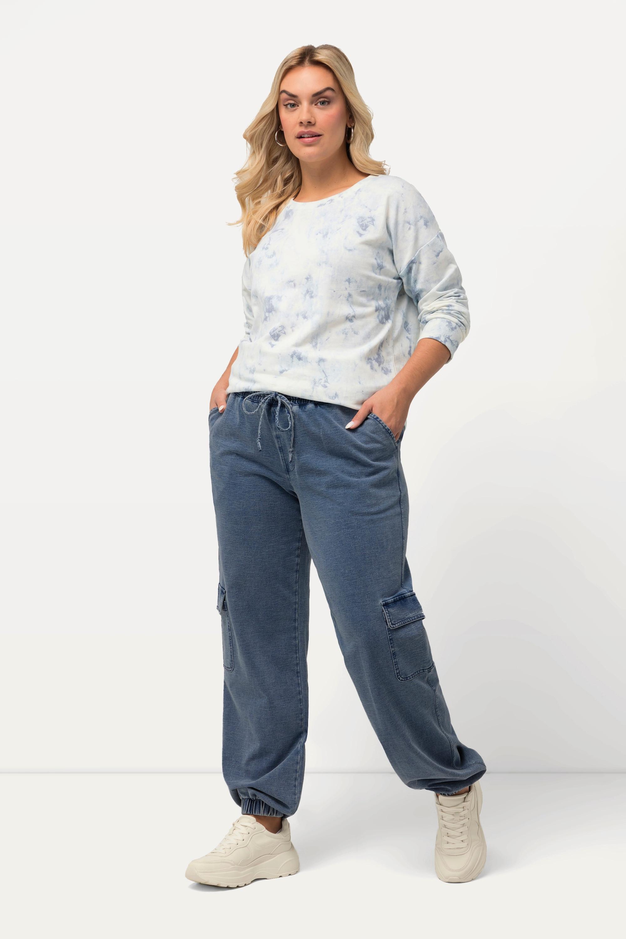 Ulla Popken  Sweathose Rena, Jeanslook, Elastikbund, indigo dyed 