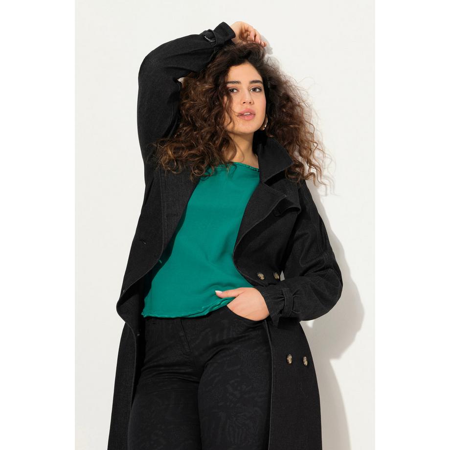 Ulla Popken Sweatshirt Rollkanten Rundhals Raglan Langarm  