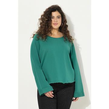 Felpa con orli arrotolati, scollo rotondo e maniche lunghe raglan