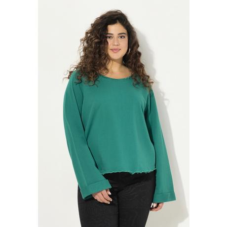 Ulla Popken  Sweat-shirt à manches longues raglan. Col rond et bords roulottés. 