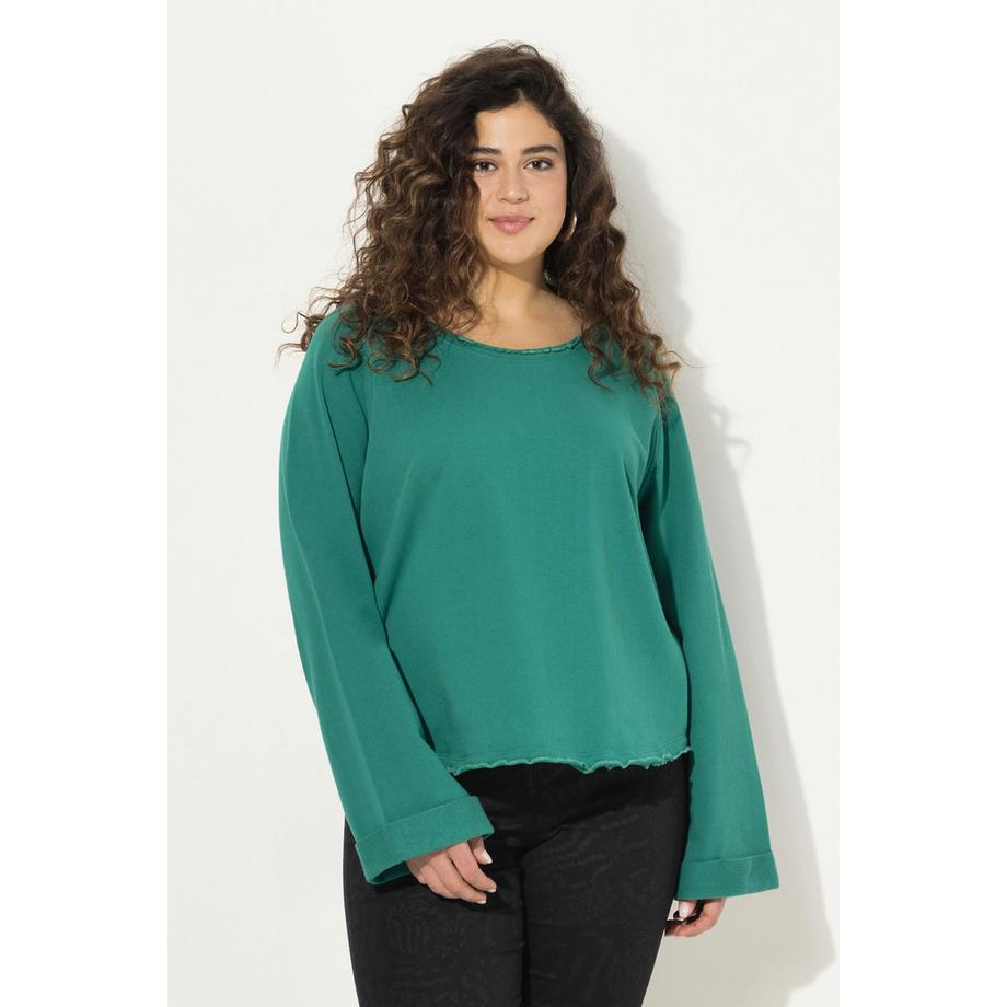 Ulla Popken Sweatshirt Rollkanten Rundhals Raglan Langarm  