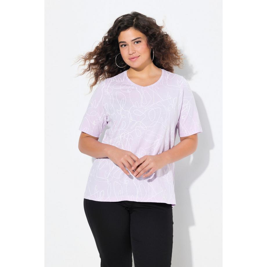 Ulla Popken T-Shirt Classic Motif Animal Manches Courtes Col V  