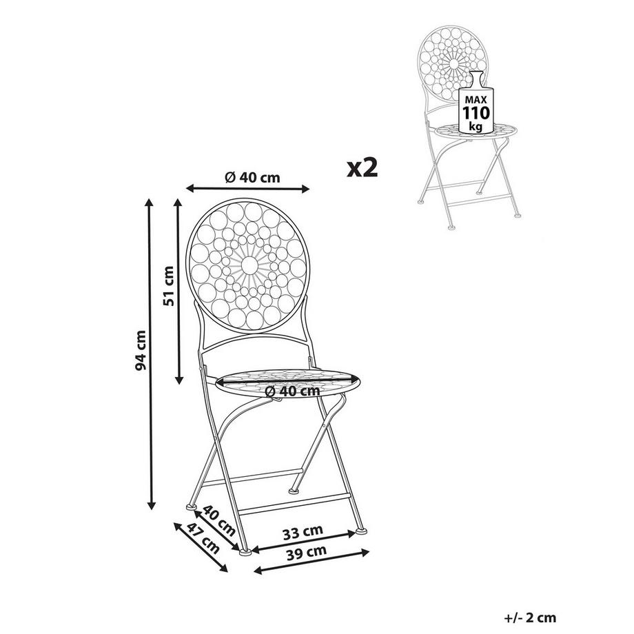 Beliani Gartenstuhl 2er Set aus Eisen  SCARIO  