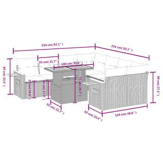 VidaXL Ensemble de canapés de jardin rotin synthétique  