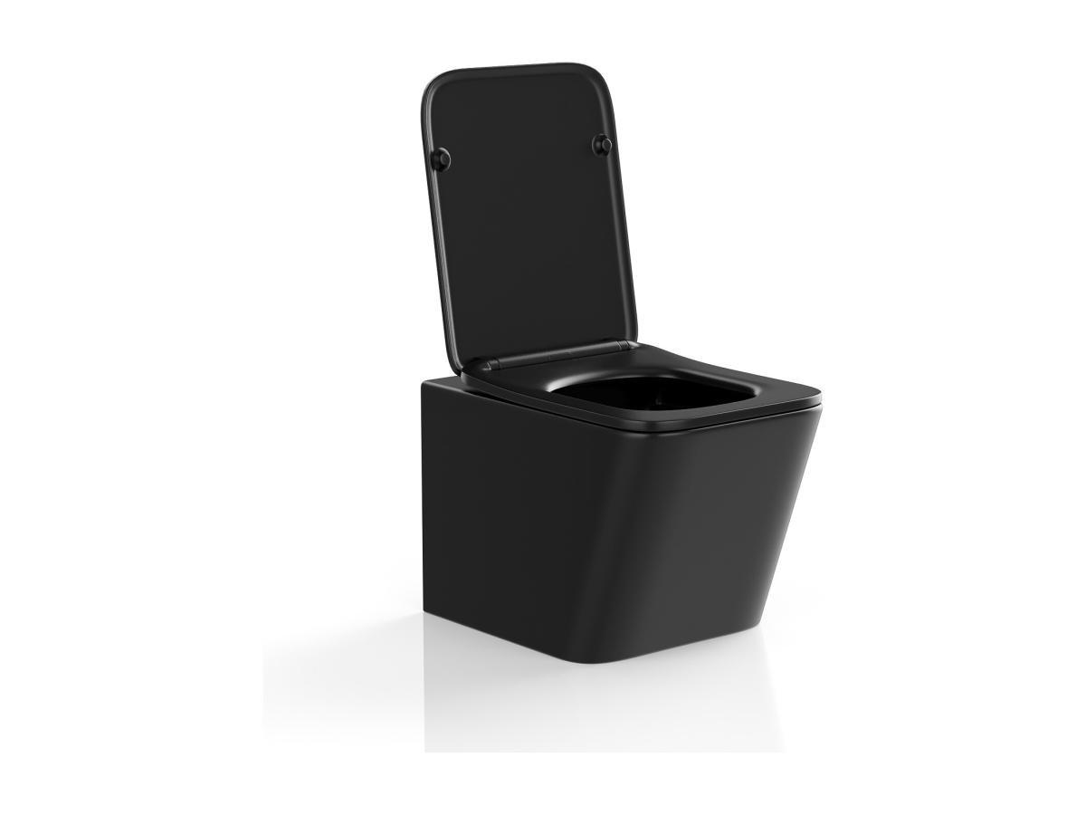 Vente-unique WC suspendu noir mat en céramique sans bride - CLEMONA  