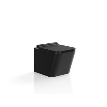 WC suspendu noir mat en céramique sans bride - CLEMONA