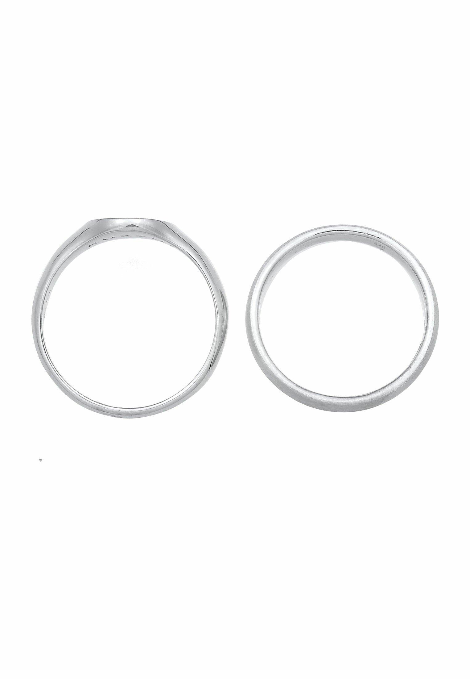 Kuzzoi  Ring  Siegelring Basic Bandring 2Er Set 925 Silber 